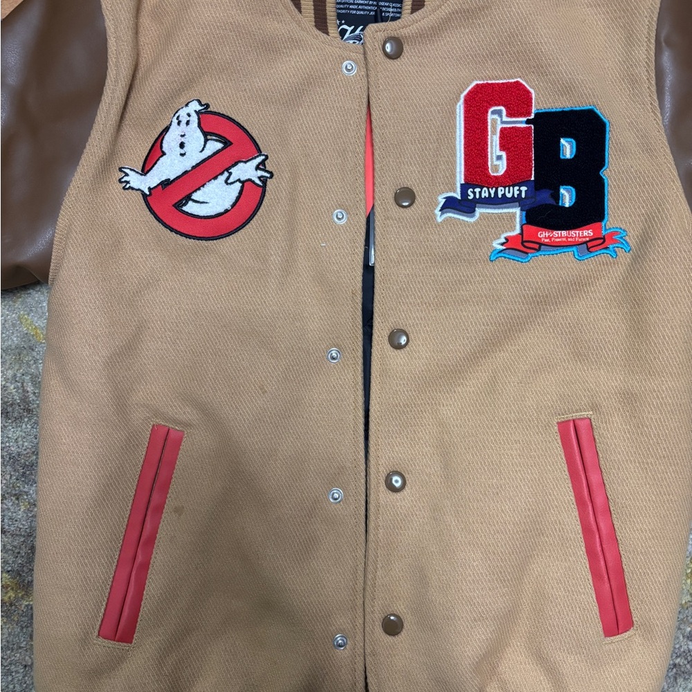 Ghostbusters Tan Varsity HeadGear Classic Jacket